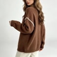 thumbnail image 6 of GILIGEGE Sweaters for Women Contrast Stitch Crew Neck Knit Sweater,Long Sleeve Drop Shoulder Loose Fit Pullover Jumper Soft Warm Casual Knitwear Top for Fall Winter Daily Wear Coffee M, 6 of 9