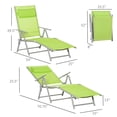 thumbnail image 3 of Outsunny Chaise Longue Extérieure Inclinable Pliable Réglable - Ensemble de 1, Vert, 3 of 9