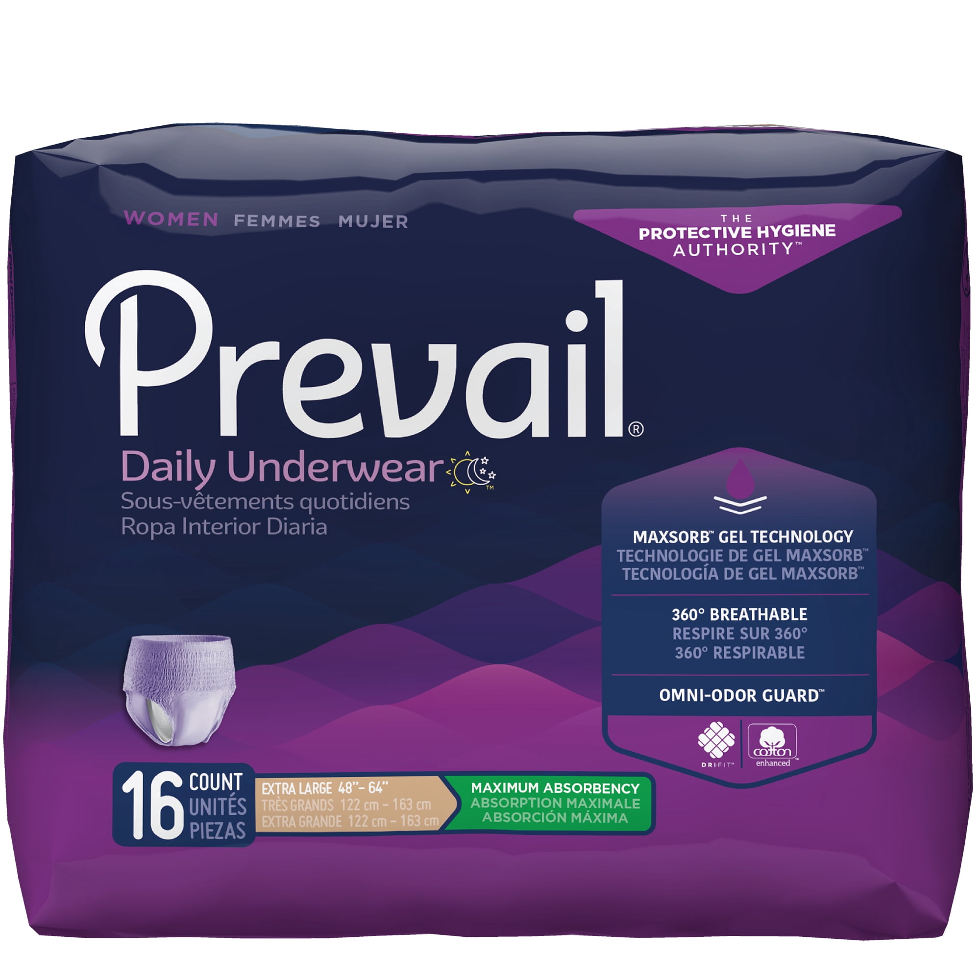 Prevail Women's Maximum Incontinence Underwear, XL 16 count