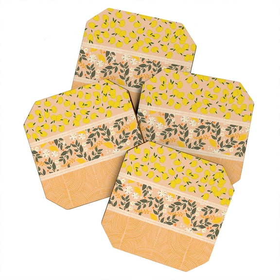 Society6 Iveta Abolina Benoite Blush Lemons Set of 4 Coasters