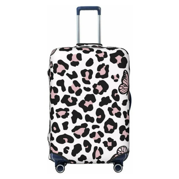 PAYOHTO Highly Elastic Spandex Suitcase Cover Luggage Cover Small Fits 18 to 21 Inch Pink Leopard Butterfly