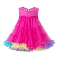 thumbnail image 3 of Toddler Dress Kids Solid Color Sleeveless Above Knee Mini Tutu Dress for Pageant Performance and Special Party Occasions Hot Pink 5 Years-6 Years, 3 of 7