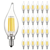 Luxrite 5W E12 Vintage Candelabra LED Dimmable Light Bulbs, 60W Equivalent 3500K Natural White, 550 Lumens, Flame Tip, 24-Pack