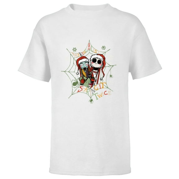 Disney Nightmare Before Christmas Jack Sally Making a List - Short Sleeve T-Shirt for Kids - Customized-White