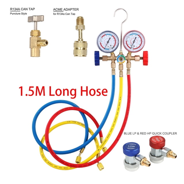R134a 3 Way AC Diagnostic Manifold Gauge Set For Freon Charging, Fits R12 R22 R-404A R-134a Refrigeration Manifold Gauge Air ,Easy to Install