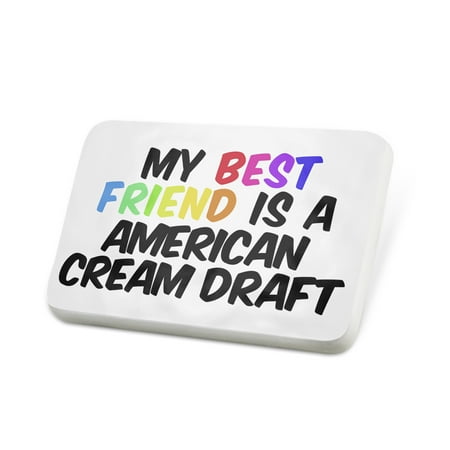Porcelein Pin My best Friend a American Cream Draft, Horse Lapel Badge –