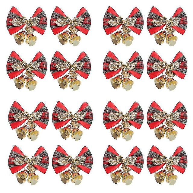 Lazos de Navidad JanHm Paquete de 16 con campanas Mini lazo decoración colgante