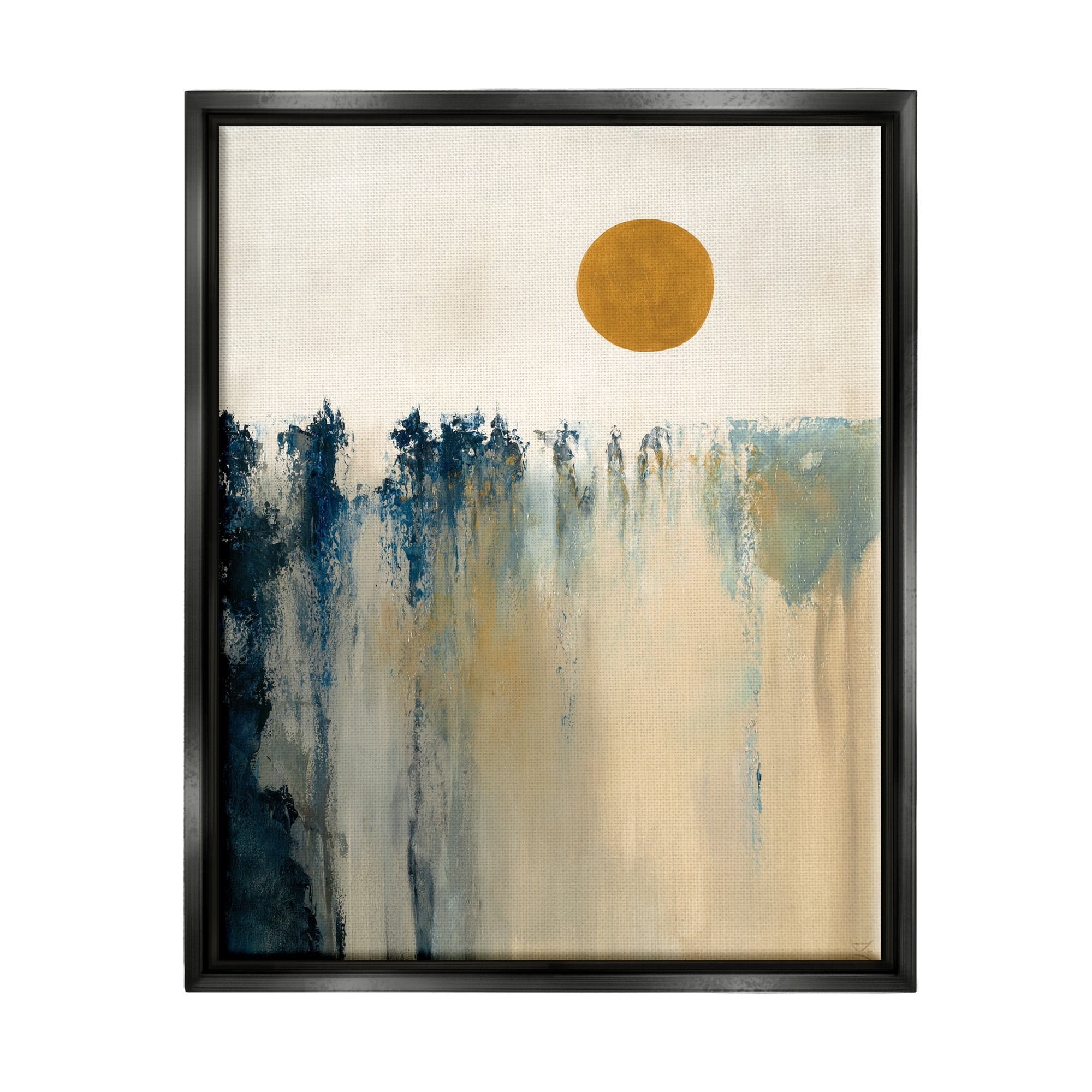 Stupell Industries Abstract Daytime Sun Landscape Fluid Shapes Design Jet Black Framed Floating Canvas Wall Art, 24x30, by Dina D'Argo