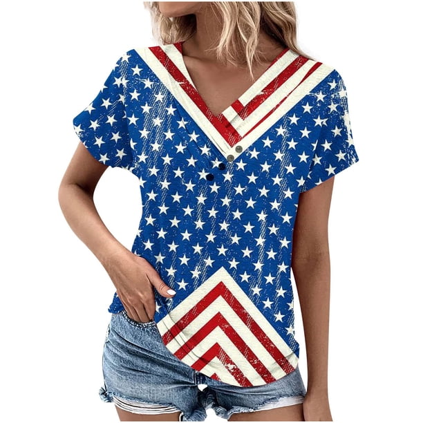Top de Verano de las Mujeres Árbol Impresión V-Cuello Casual Manga Corta, Tops Cortos para las Mujeres