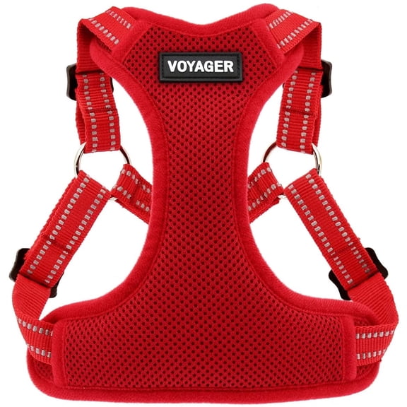Voyager Step-in Fully Adjustable Mesh Dog Harness by Best Pet Supplies - Red, Medium