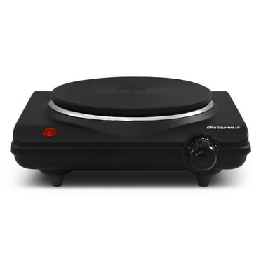 Elite Cuisine Single Cast Electric Burner Hot Plate, Black