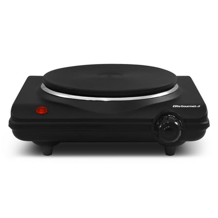 Elite Cuisine Single Cast Electric Burner Hot Plate Black