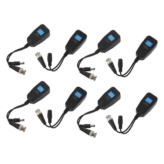 HD-CVI/TVI/AHD Passive Video Balun with Power Connector and RJ45 CAT5 Data Transmitter 4 Pair