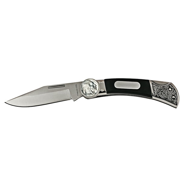 skuffe bekvemmelighed Tom Audreath Buffalo Nickel Wood Pocket Knife With Engravable Plate - Walmart.com