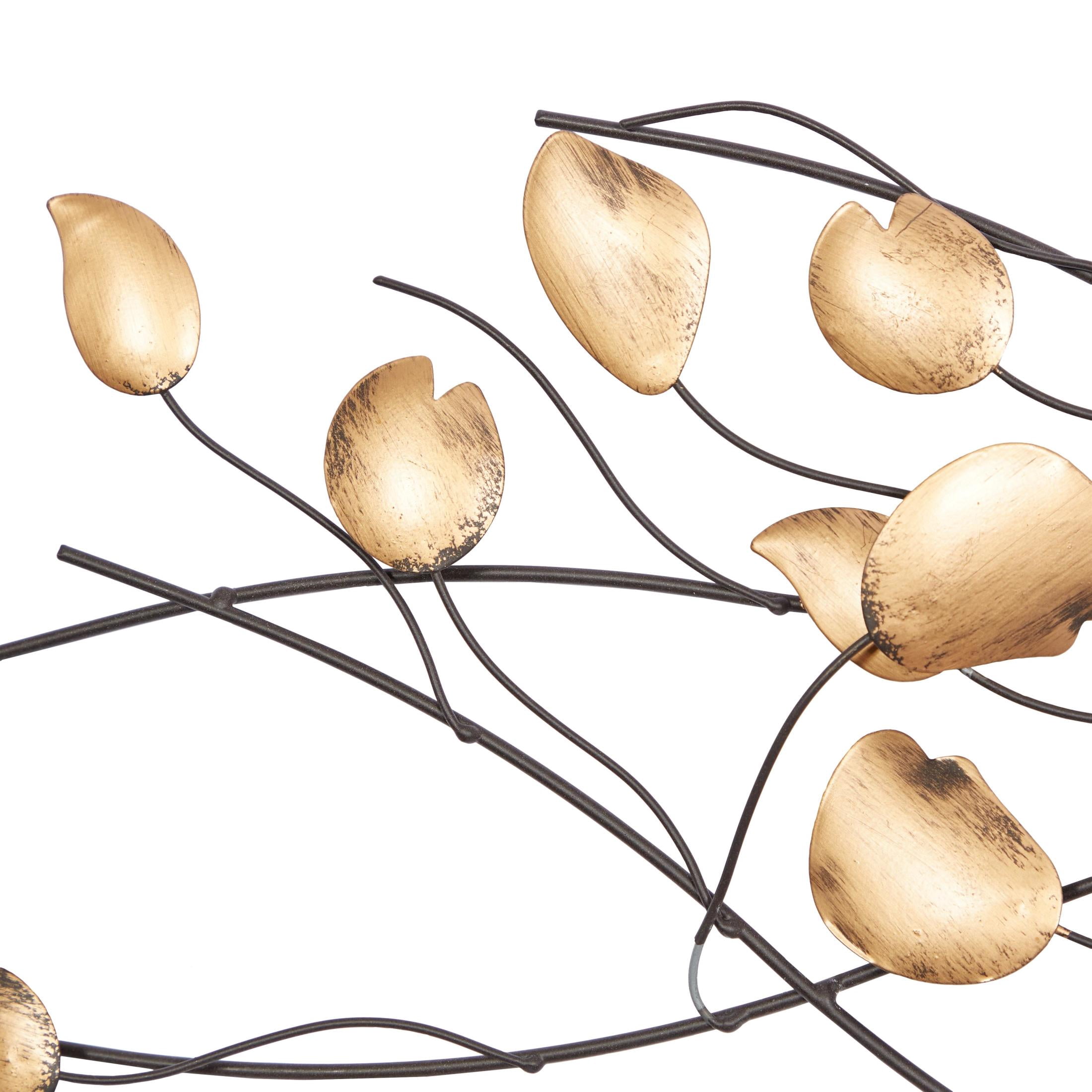 DecMode Gold Metal Leaf Wall Decor