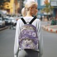 thumbnail image 7 of JIALIOU Mini Backpack Purse for Women Quilted Casual Daypack Small Travel Shoulder Bag, Elegant Cat with Lilac Flowers Hat, 7 of 7