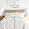 thumbnail image 3 of Noble Linens Down Alternative Foliage Stripe Ivory Reversible Comforter Set, 3 of 8