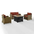 thumbnail image 2 of Crosley Furniture Bradenton 4 Piece Patio Fabric Fire Pit Sofa Set in Brown/Red, 2 of 19