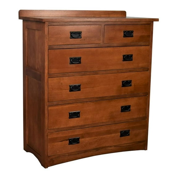 Pemberly Row Modern 6-Drawer Solid Wood Dresser in Cherry Oak
