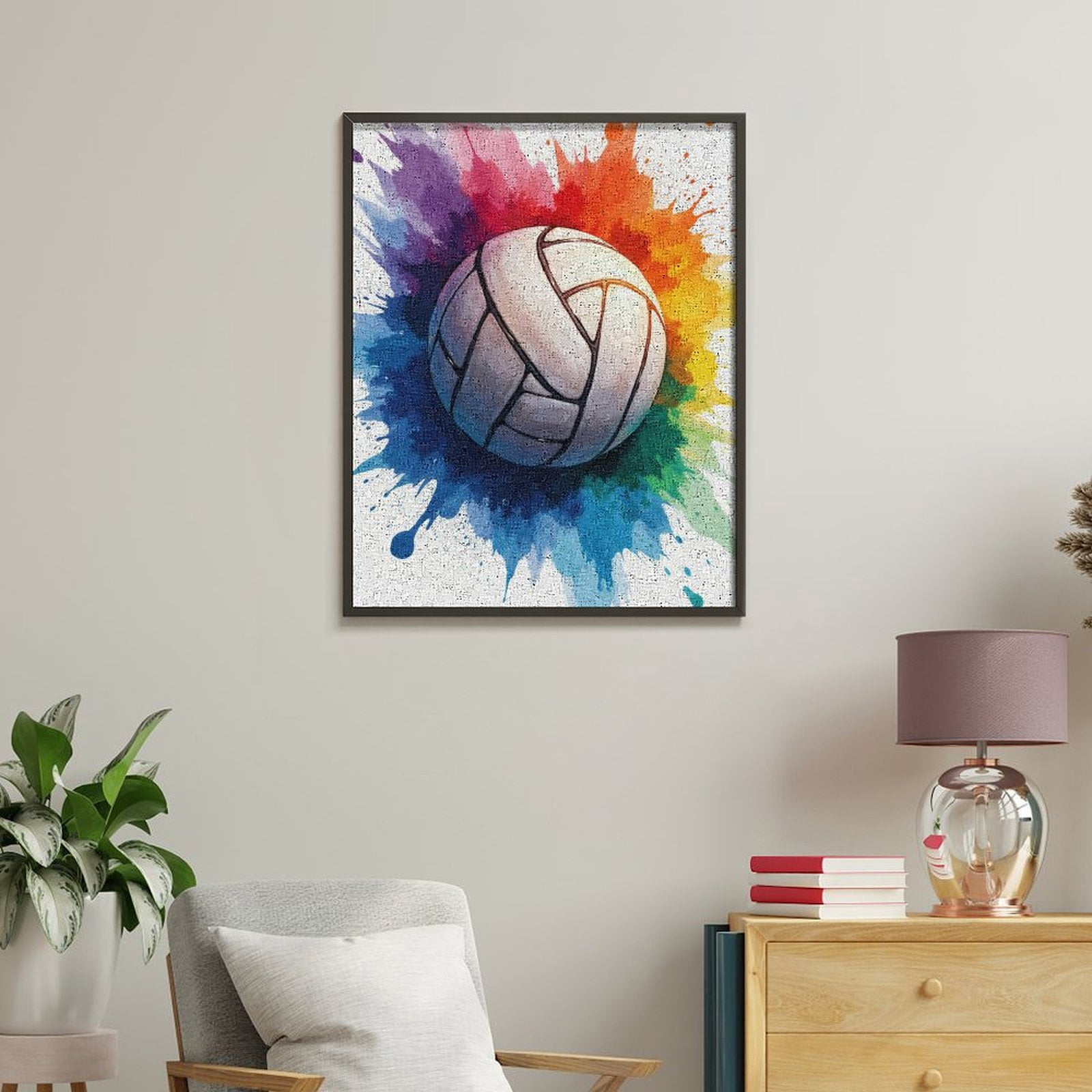 Paint By Numbers Kit for Adults Beginner - DIY Volleyball Splash Art Burst Canvas Painting Kits for Adults, Frameless Paint By Number for Adults for Home Wall Decor 16x20 Inch