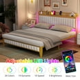 thumbnail image 5 of WhizMax Bed Frame with Led Lights and Storage Headboard, Upholstered Platform Bed with Charging Station, Heavy Duty, No Box Spring Needed, Easy Assembly, Linen White, QUEEN Size, 5 of 10