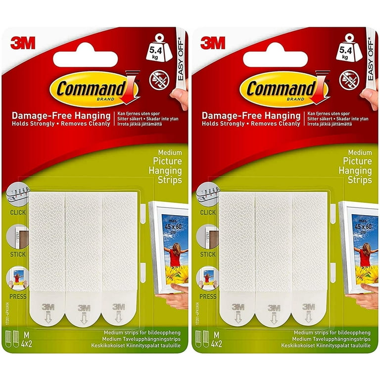 Command White 12 lb Picture Hanging Strips, Decorate Damage-Free, Indoor  Use 17201-4PK-ES, 2 Pack 