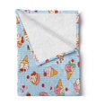 thumbnail image 2 of Ice Cream Soft Flannel Fleece Throw Blanket, Cherries on a Checkered Tartan Motif with Hearts Love Valentines Print, Cozy Plush for Indoor and Outdoor Use, 60" x 80", Multicolor, by Ambesonne, 2 of 5