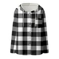 thumbnail image 4 of Arlun Flannel Jackets for Women Trendy Lined Button down Plaid Shacket Long Sleeve Hooded Jackets Loose Fit Comfortable Warm Oversized 2025 Fashion Fall Winter Coats Black XXXL, 4 of 5