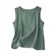 thumbnail image 3 of Auralook Cotton Linen Tank Tops for Women Solid Casual Summer Gauze Shirt Basic Sleeveless Round Neck Loose Vest Beach Vacation Clothes, 3 of 5