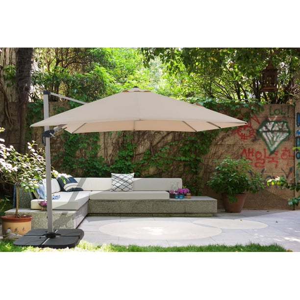 10 Ft Square Heavy Duty Cantilever Patio Umbrella Beige Walmart Com Walmart Com