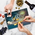 thumbnail image 5 of Hello Sunshine Cutting Board, Dreamy Tropical Beach with Abstract Sunset and Palm Trees Summertime Romance, Decorative Tempered Glass Cutting and Serving Board, Small Size, Multicolor, by Ambesonne, 5 of 5
