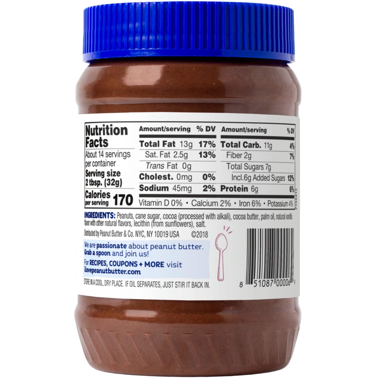 Peanut Butter & Co, Dark Chocolatey Dreams Flavored, Peanut Butter Spread, 16 oz., 6 pack
