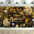 thumbnail image 5 of AUQ Happy Birthday Banner Backdrop, Black and Gold Balloons Large Banner Party Decorations for Men Women, Birthday Poster Sign Poster Background Decor 72X44 Inch, 5 of 7