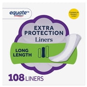Equate Extra Protection Everyday Panty Liners, Long Length, 108 Count