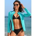 thumbnail image 5 of Asoul Rash Guard for Women Full Zip, Zip Up Long Sleeve Swim Shirts for Women, Surfing Top UPF 50+ SPF Sun & UV Protection, 5 of 7