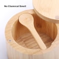 thumbnail image 2 of Bamboo Salt Cellar Bowl Box Container with Built-in Spoon to Prevent Dust, Stylish Kitchen Salt Tray Storage Container with Rotating Magnetic Lid for, 2 of 3