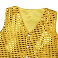 thumbnail image 5 of Miutii Girls' Boys' Glittery Sequined Vest Jacket Hip-Hop Street Dance Waistcoat Performance Gold 130, 5 of 6