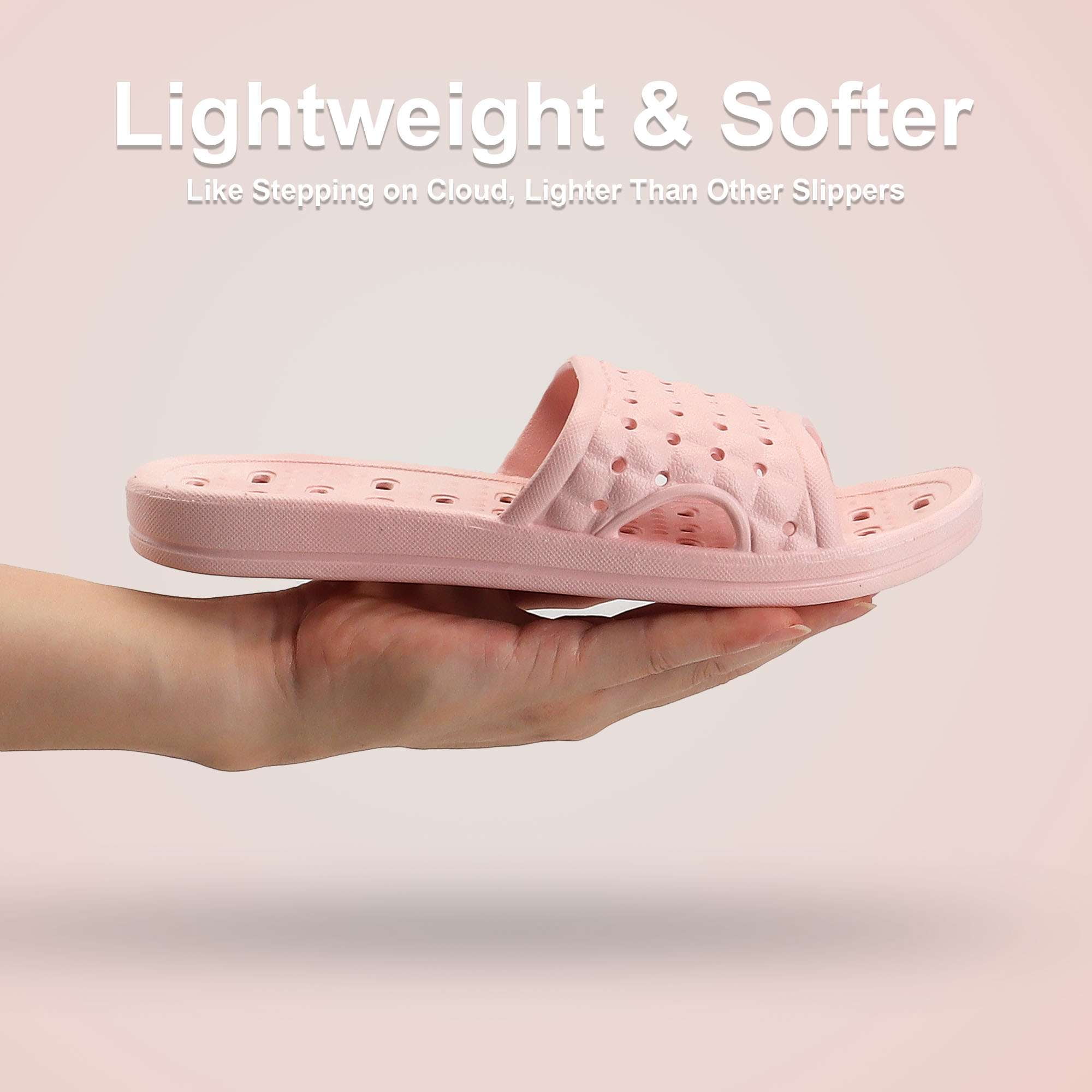LAVA Women Men Shower Shoes Quick Drying Non Slip Bath Slippers Shower Sandals with Drain Holes Light Blue