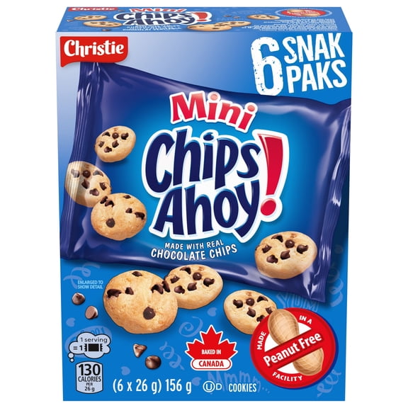 Chips Ahoy! Mini Chocolate Chip Cookie Snack Packs, Made in a Peanut-Free Facility, School Snacks, Baked in Canada
