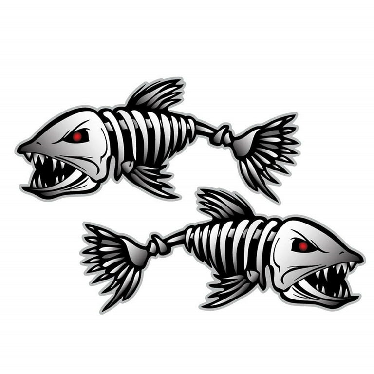 BToBackyard 2 Pcs Fish Bones Pattern Kayak Decals Stickers For