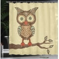 thumbnail image 4 of Ambesonne Retro Shower Curtain, Owl Sitting on Branch, 69"Wx70"L, Brown Cream Teal, 4 of 5