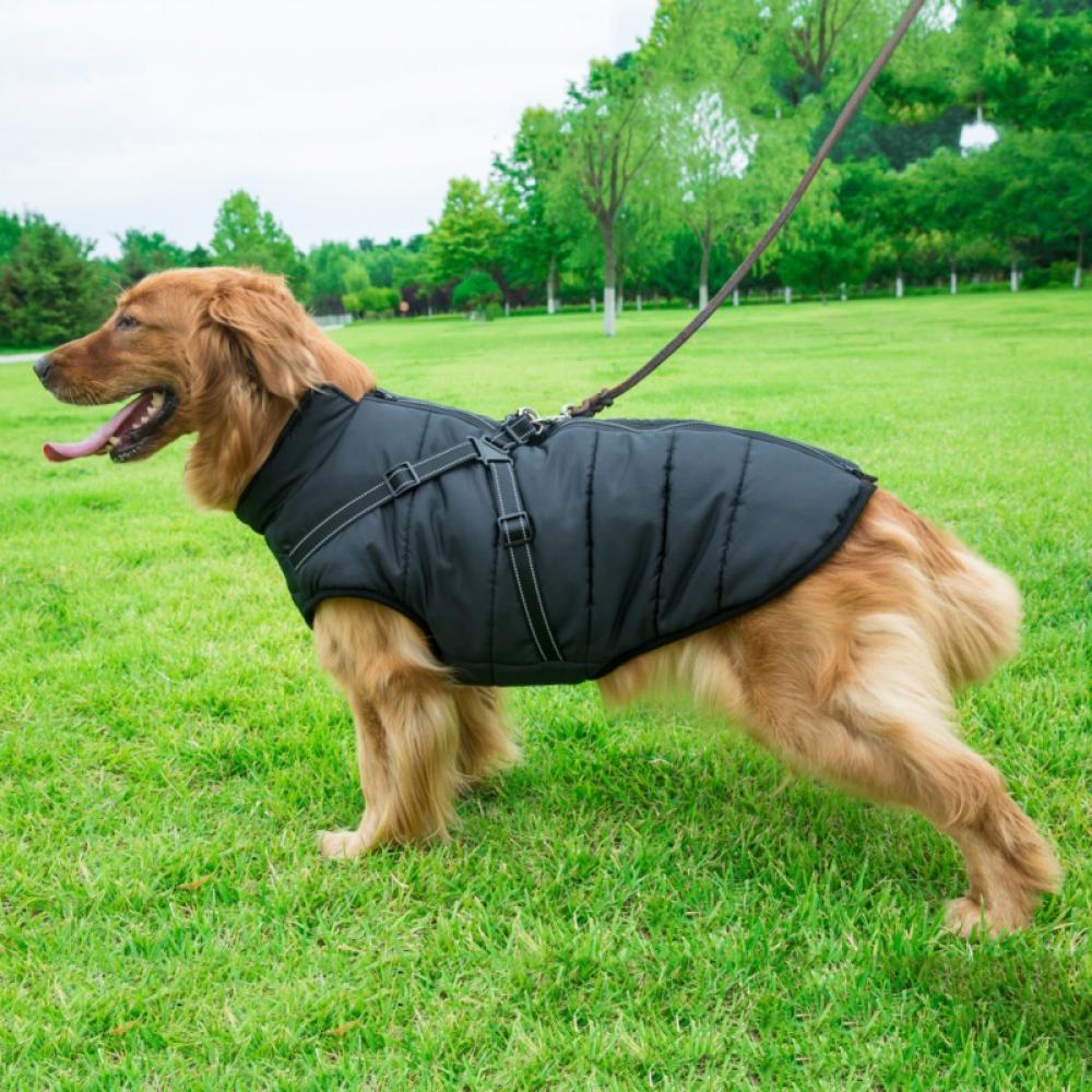 Dog Jacket with Harness Built In,Warm Winter Coat Windproof Waterproof Jackets with Leash Ring Hole,Reflective Thick Padded Outwear - image 3 of 5