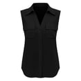 thumbnail image 7 of Zynoxe Cotton Linen Tops for Women Solid Color Lapel Sleeveless Button Down Tank Tops with Pockets Casual Loose Fit Ventilate Classsic Business Work Blouses Black M, 7 of 7