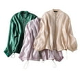 thumbnail image 2 of Female Coat, Solid Color Stand Collar Long Sleeve Zipper Coat Women’ s Jacket, S/M/L, 2 of 5