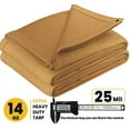 thumbnail image 3 of PROTARP Extreme Heavy Duty WaterProof Canvas Tarp 20 oz, UV Resistant Tarpaulin Cover with Rustproof Brass Grommets, Multipurpose for Canopy, Roof, Camping, Wood Pile (Tan 8'X16'), 3 of 7
