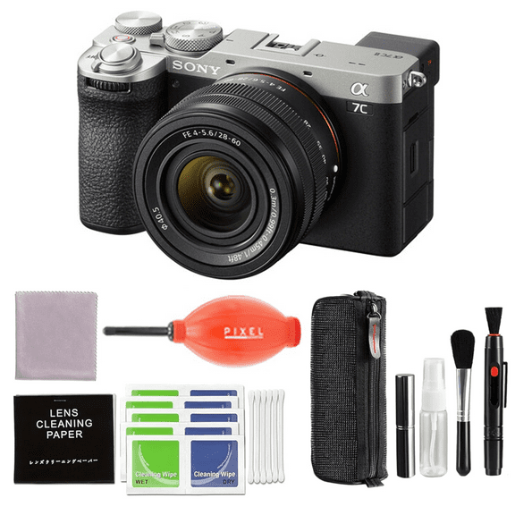 Sony Alpha 7C II Full-Frame Camera with 28-60mm Lens (Silver) Bundle with Pixel Advanced Accessories | Sony a7C II Lens Kit