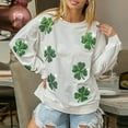thumbnail image 2 of New & Trending!FUNUONY St Patricks Day Shirt Women's Sequin St. Day Sweatshirt Heart Sparkly Oversized Crewneck Long Sleeve Holiday Sweater Pollover White XL, 2 of 5