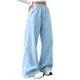 thumbnail image 2 of women's pants Baeitkot Women Fashion Solid Color Loose Elastic Waist Drawstring Strap Cargo Long Pants, 2 of 7