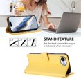 thumbnail image 3 of Wallet Leather Case For iPhone 17e / iPhone 16e 6.1",with Card Holder,wristband, Shockproof Kickstand Embossed Love Cat Phone Case,Yellow,For iPhone 17e / 16e, 3 of 8