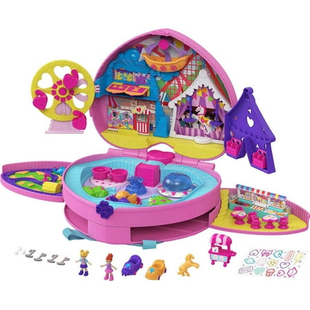Polly Pocket Travel Toys, Backpack Playset and 2 Dolls, Theme Park
